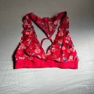 PINK Victoria's Secret Red Floral Lace Bralette